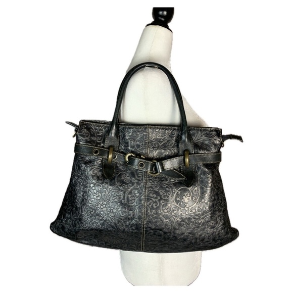 Roberta Gandolfi Made in Italy Black Leather Embossed Shoulder Bag - Picture 5 of 15